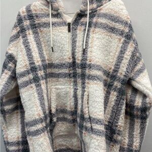 Marc New York Plaid Hooded Jacket - Cream, Gray, Pink